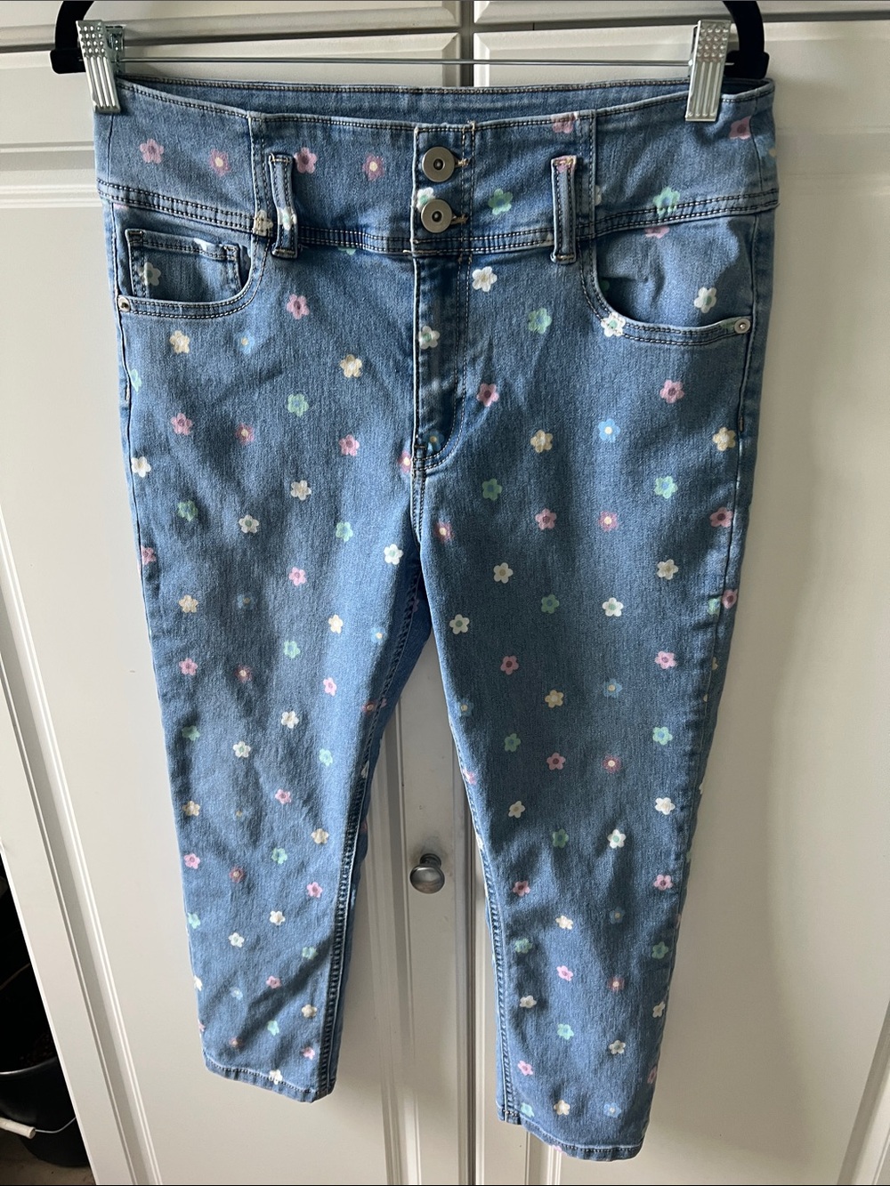 Women’s Floral Print Blue Denim Jeans